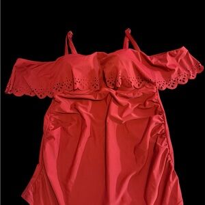 Lane Bryant Red Off-Shoulder Swimsuit